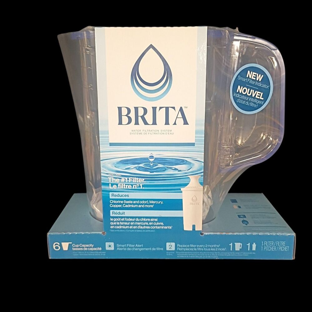 NEW SMART FILTER Brita Water Filter Pitcher 6-Cup + 40 Gallon Life Filter Sealed